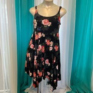 Black Floral Spaghetti Strap Summer Dress